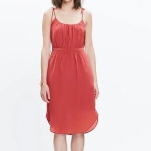 Madewell Coral Midi Dress with Spaghetti Straps